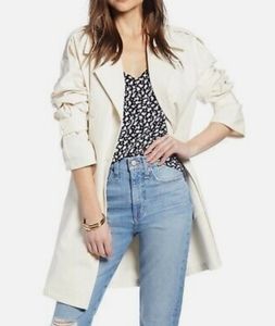SOMETHING NAVY Women Trench Coat White Oversized by Design Size Medium N…